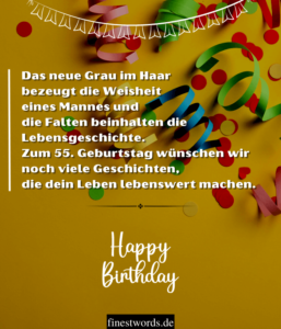 33 Glückwünsche zum 55. Geburtstag Kurz, Herzlich & Lustig