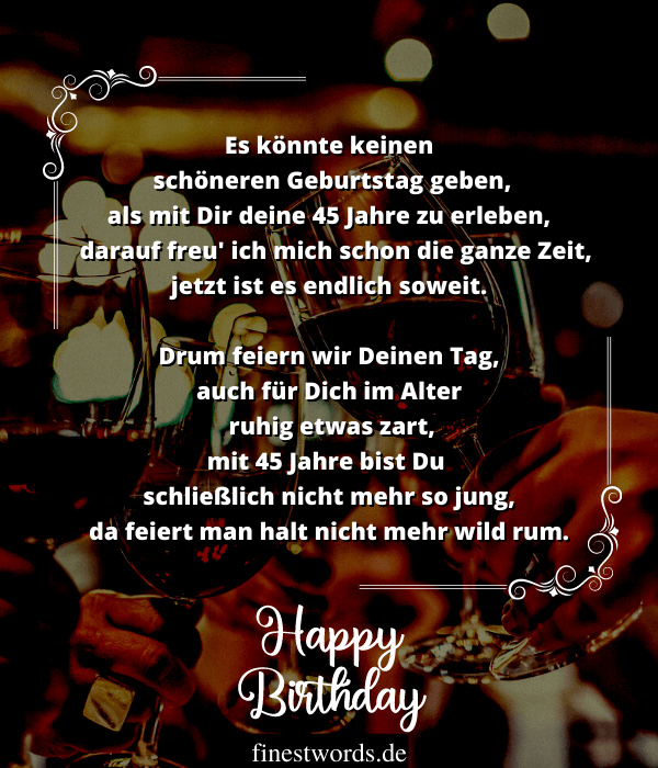 Herzliche Glückwünsche zum 45. Geburtstag