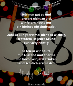 41 Glückwünsche zum 58. Geburtstag Kurz, Herzlich & Lustig