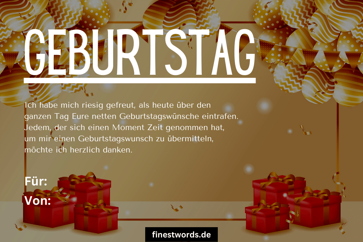 Danksagung zum Geburtstag 29 Texte, Vorlagen & Sprüche