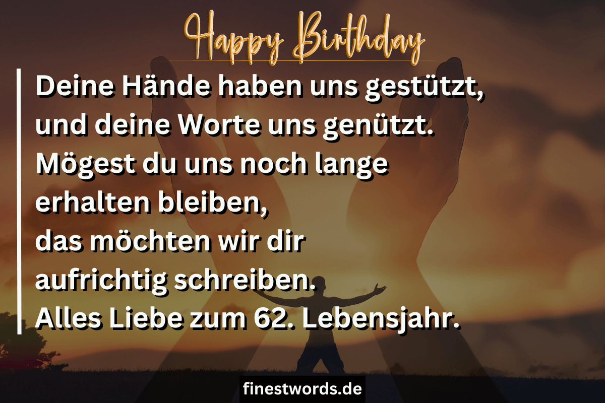 42 Glückwünsche zum 62. Geburtstag Kurz, Herzlich & Lustig finestwords