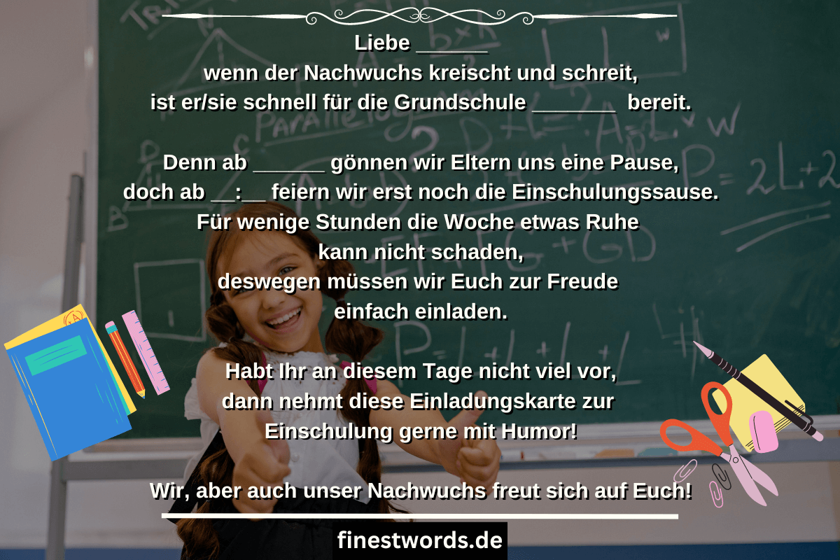21 Einladungstexte zur Einschulung finestwords